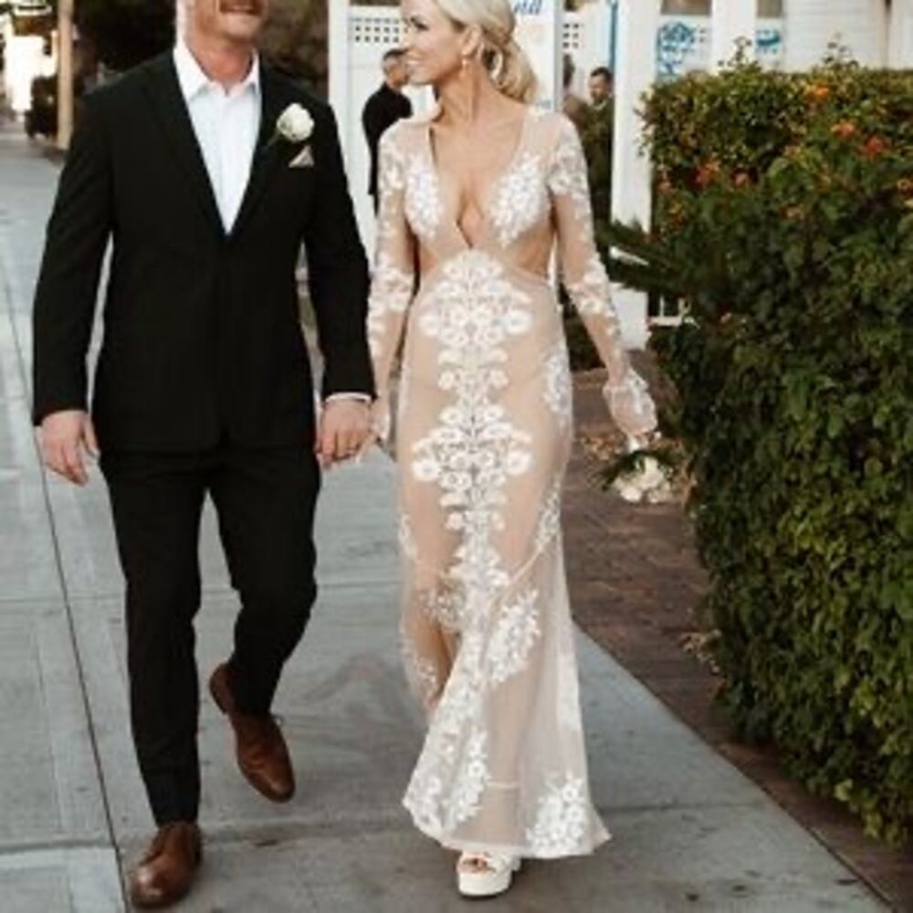 FOR LOVE AND LEMONS Free People White Nude Temecula Cut Out Boho Maxi Dress XXS